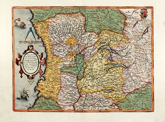 ORTELIUS, A., Ducatus Mediolanensis, Finitimarumq Regionu Descriptio Auctore Iooanne Georgio Septala Mediolanense, antique map, old maps