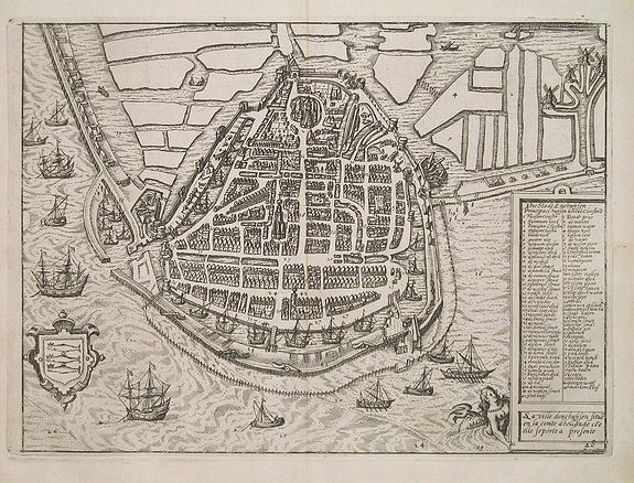 GUICCIARDINI, L., Die Stadt Enchuijsen = La ville denchuijsen, antique map, old maps