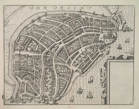GUICCIARDINI, L., Dordrecht., antique map, old maps