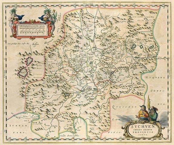 BLAEU, J., Suchuen Imperii Sinarum Provincia Sexta., antique map, old maps