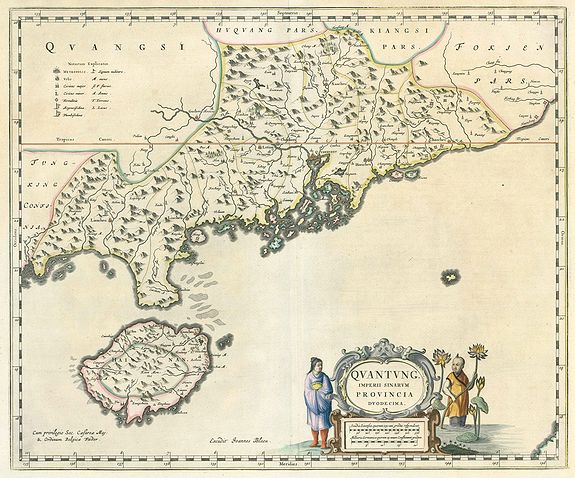 BLAEU, J., Quantung, Imperii Sinarum Provincia Duodecima., antique map, old maps