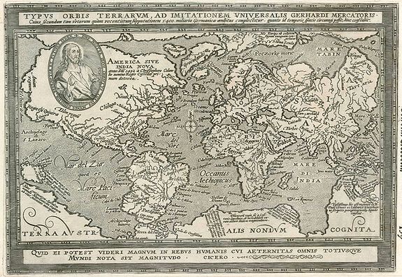 QUAD, M., Typus Orbis Terrarum, ad imitationem universalis Gerhardi Mercatoris., antique map, old maps
