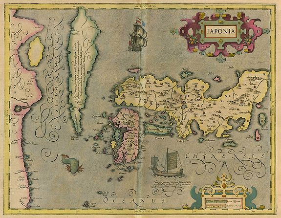 HONDIUS, J., Iaponia., antique map, old maps