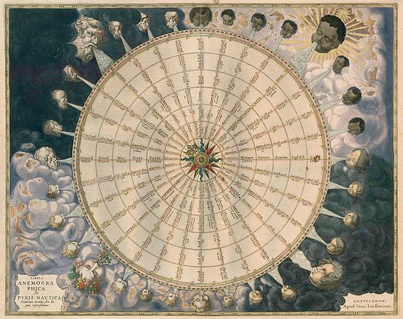 JANSSONIUS, J., Tabula Anemographica seu Pyxis Nautica., antique map, old maps