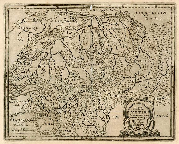 CLUVER, P., Helvetiae, antique map, old maps
