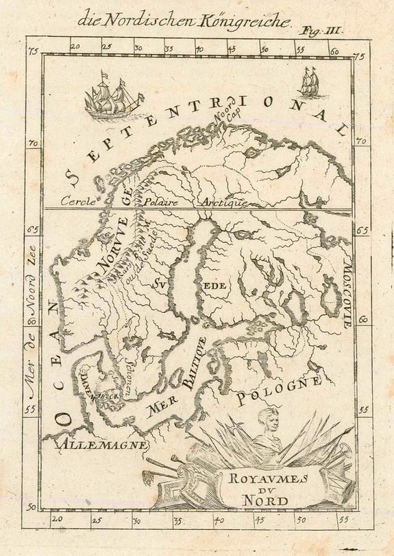MALLET, A.M., Royaumes du Nord., antique map, old maps
