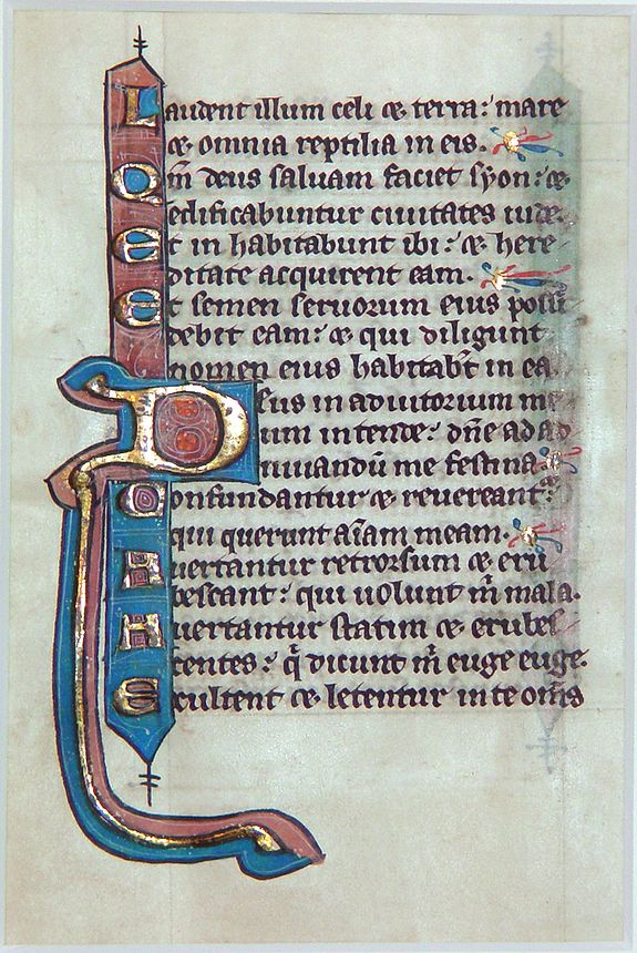 PSALTER, 13th Century Medieval Psalter leaf., antique map, old maps