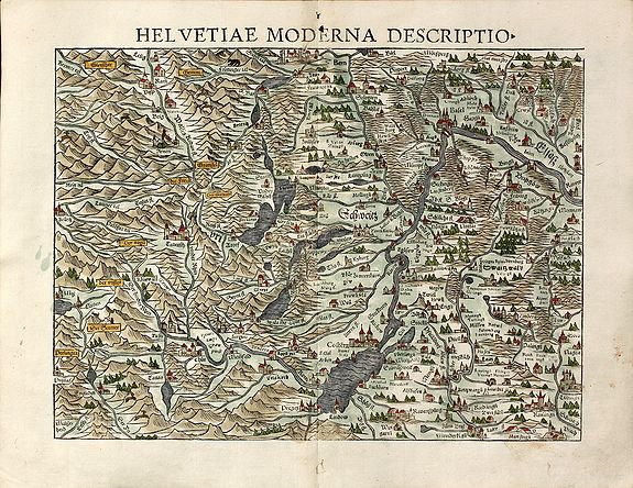 MUNSTER, S., Helvetiae moderna descriptio, antique map, old maps