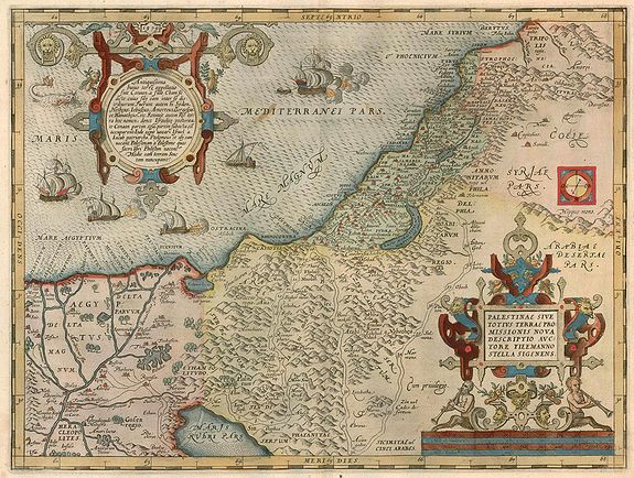 ORTELIUS, A., Palestinae sive totius terraepromissionis nova descriptio auctore tilemanno stella sigensis., antique map, old maps
