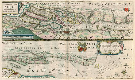 BLAEU, J., Celeberrimi Fluvii Albis nove delineation., antique map, old maps