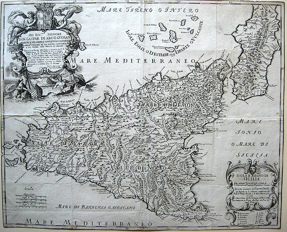 CANTELLI, G. / ROSSI, G., Isola e regno di Sicilia., antique map, old maps