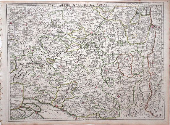 DE L'ISLE, G., Partie Meridionale de la Souabe., antique map, old maps