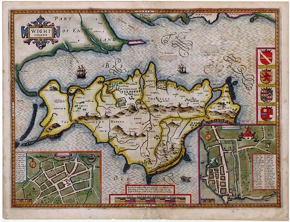 SPEED, J., Isle of Wight., antique map, old maps