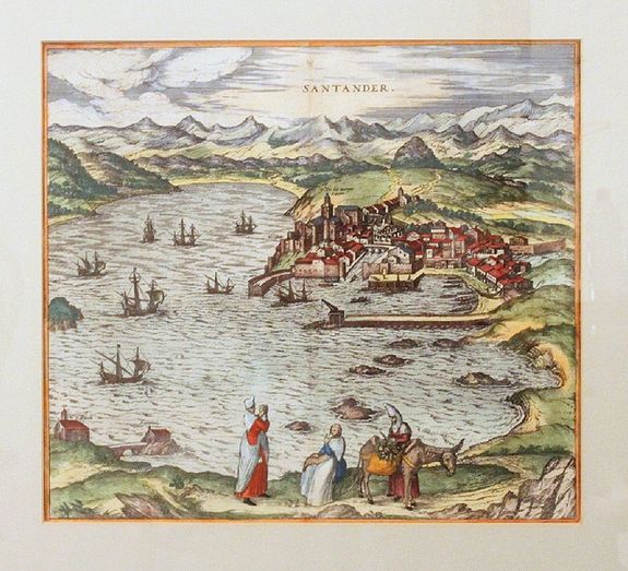 BRAUN, G. / HOGENBERG, F., SANTANDER., antique map, old maps