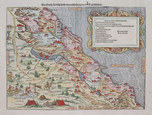 MUNSTER, Sebastian, Das hehlig Judisch land mit. . ., antique map, old maps