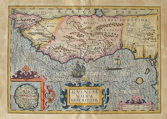 HONDIUS, J., Guinea and West Africa: Guinea nova Descriptio., antique map, old maps