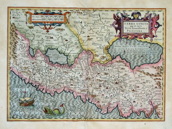 HONDIUS, J., TERRA SANCTA quae in Sacris Terra Promissionis ol. PALESTINA., antique map, old maps