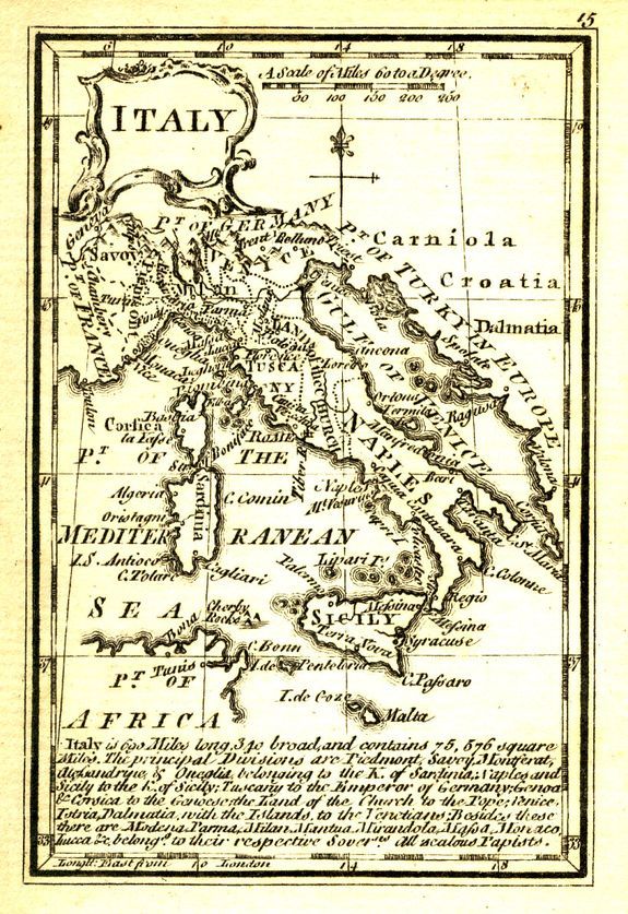 GIBSON, J., Italy., antique map, old maps