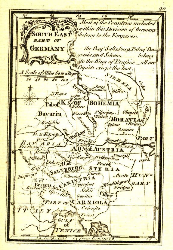 GIBSON, J., South East Part of Germany., antique map, old maps