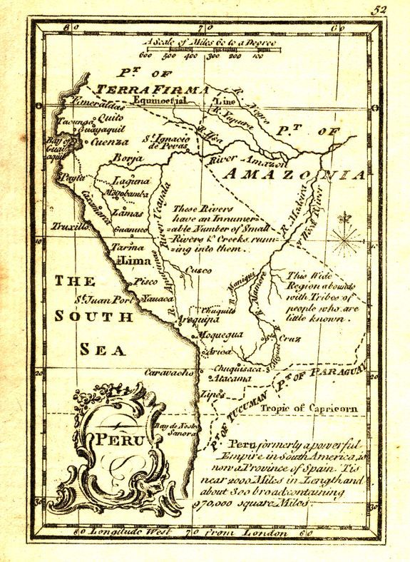 GIBSON, J., Peru., antique map, old maps