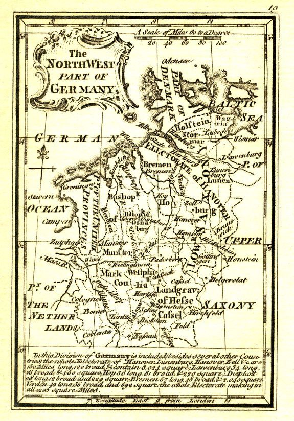 GIBSON, J., The NorthWest Part of Germany., antique map, old maps