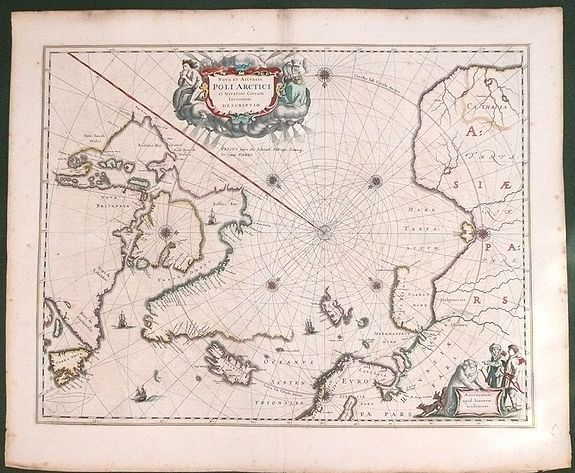 JANSSONIUS, J., Nova et Accurata Poli Arctici et terrarum Circum Iaccentium Descriptio., antique map, old maps