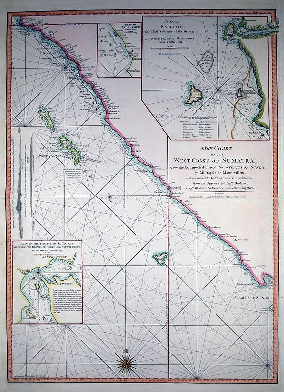 LAURIE, R. & WHITTLE, J., A New Chart of the West Coast of Sumatra,..., antique map, old maps