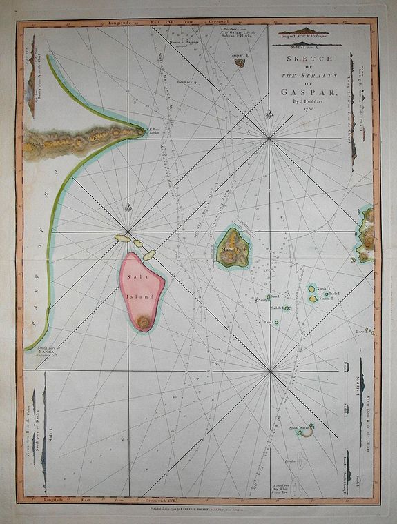 LAURIE, R. & WHITTLE, J., Sketch of the Straits of Gaspar..., antique map, old maps