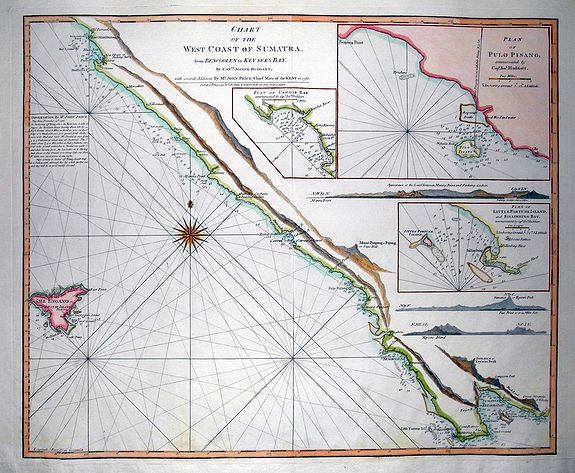 LAURIE, R. & WHITTLE, J., Chart of the West Coast of Sumatra, from Bencoolen to Key Sers Bay., antique map, old maps