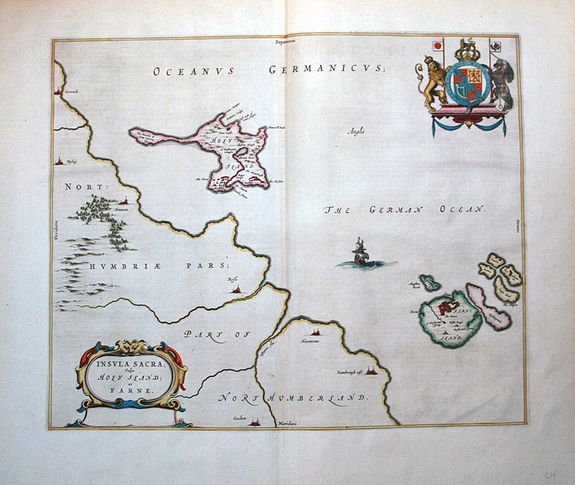 BLAEU, J., Insula Sacra; Vulgo Holy Iland; Et Farne., antique map, old maps