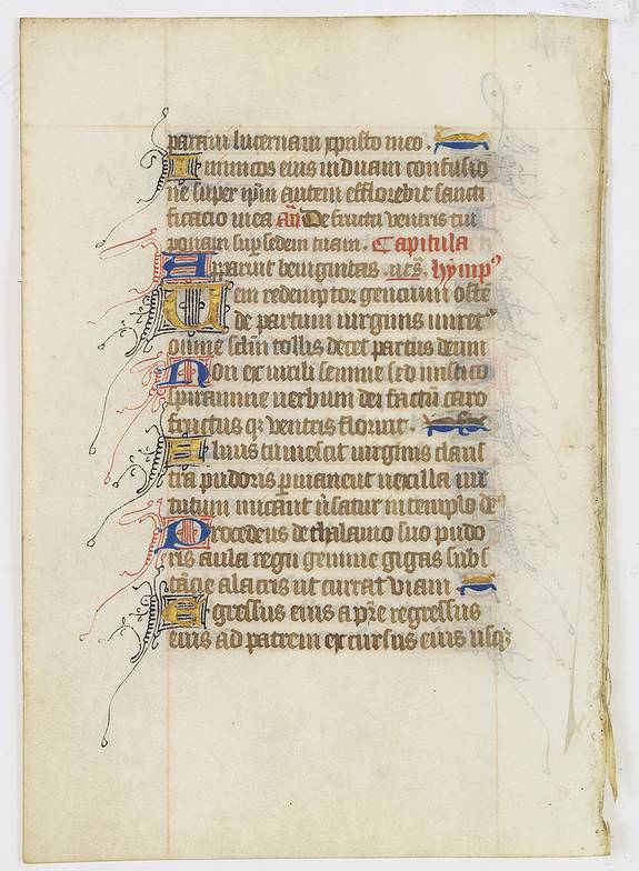 BOOK OF HOURS., Manuscript leaf on vellum from a Flemish book of hours., antique map, old maps