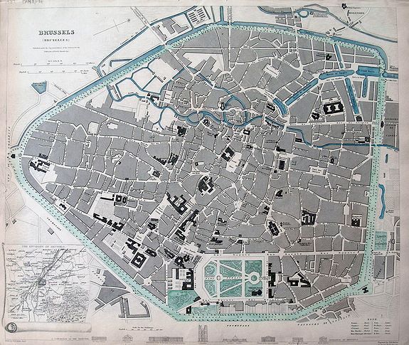 SDUK, Brussels (Bruxelles) , antique map, old maps