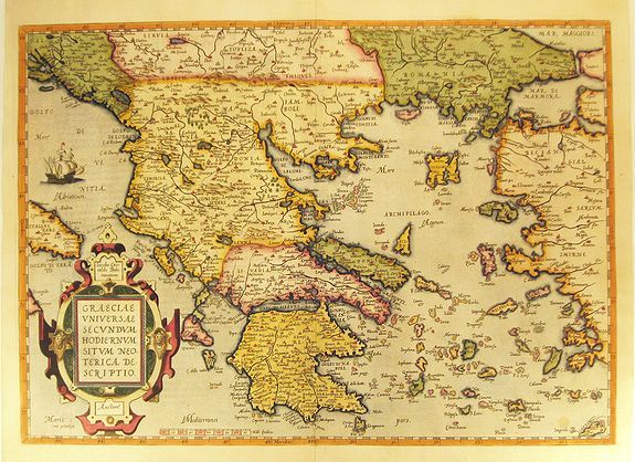 ORTELIUS, A., Graeciae Universae Secundum Hodiernum Neoterica Descriptio., antique map, old maps