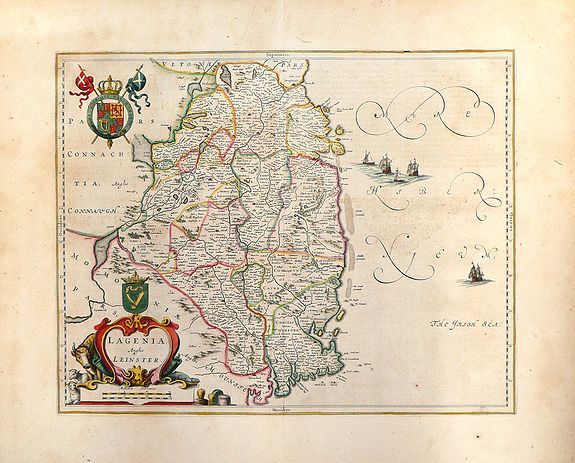 JANSSONIUS, J., Comitatus Lageniae/ County of Leinster., antique map, old maps