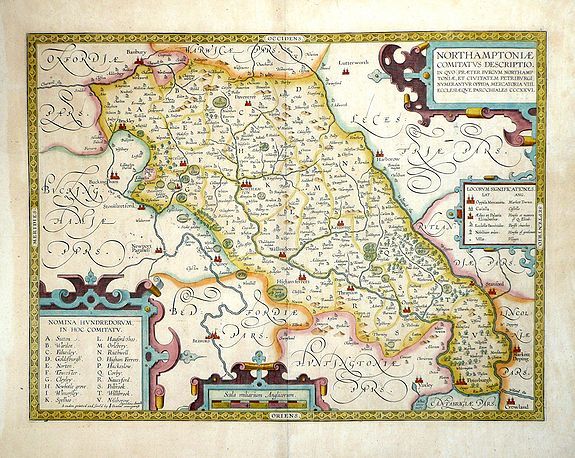 SMITH, William / OVERTON, John, Northamptoniae Comitatus Descriptio., antique map, old maps
