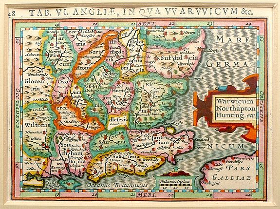 HONDIUS, J. / BERTIUS, P. , Warwicum Northapton Hunting., antique map, old maps