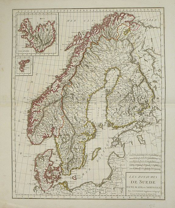 POIRSON, Jean Baptiste , Les Royaumes de Suede et Danemark Norvege ... , antique map, old maps