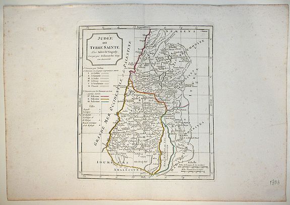 VAUGONDY, R. de, Judee ou Terre Sainte., antique map, old maps