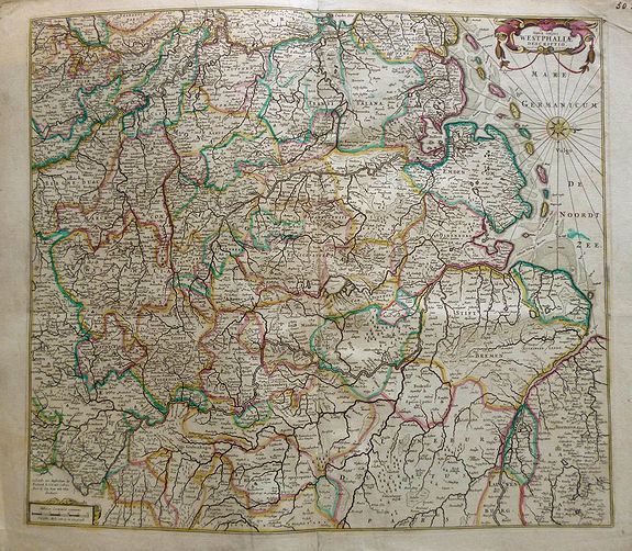 WIT, F. DE, Nova Totius Westphaliae Descriptio., antique map, old maps