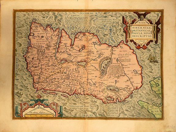 ORTELIUS, A., Eryn. HIBERNIAE, BRITANNICAE INSVLÆ, NOVA DESCRIPTIO. Irlandt. , antique map, old maps