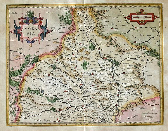 MERCATOR, G., MORAVIA Per Geradum Mercatorem cum privilegio. , antique map, old maps
