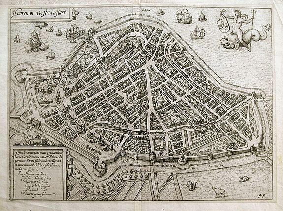 GUICCIARDINI, L., Hooren in Westvrieslant., antique map, old maps