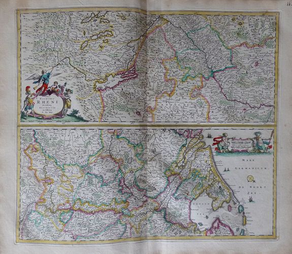 WIT, F. DE, Totius Fluminis Rheni Novissima Descriptio., antique map, old maps