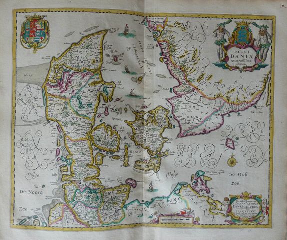 WIT, F. DE, Regni Daniae Accuratissima Delineatio., antique map, old maps