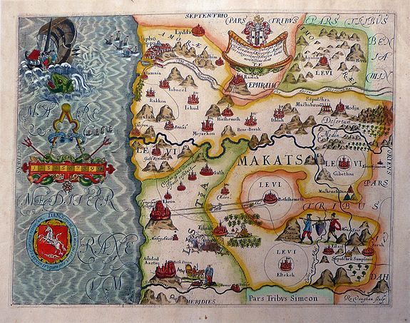 Thomas Fuller - engr Robert Vaughan, DAN Holy Land by Thomas Fuller., antique map, old maps