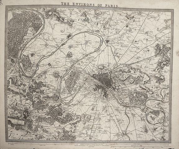 S.D.U.K., S.D.U.K map ENVIRONS OF PARIS, antique map, old maps