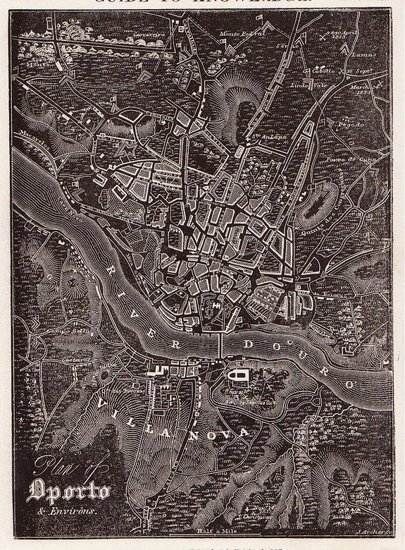 ARCHER, J., Oporto., antique map, old maps