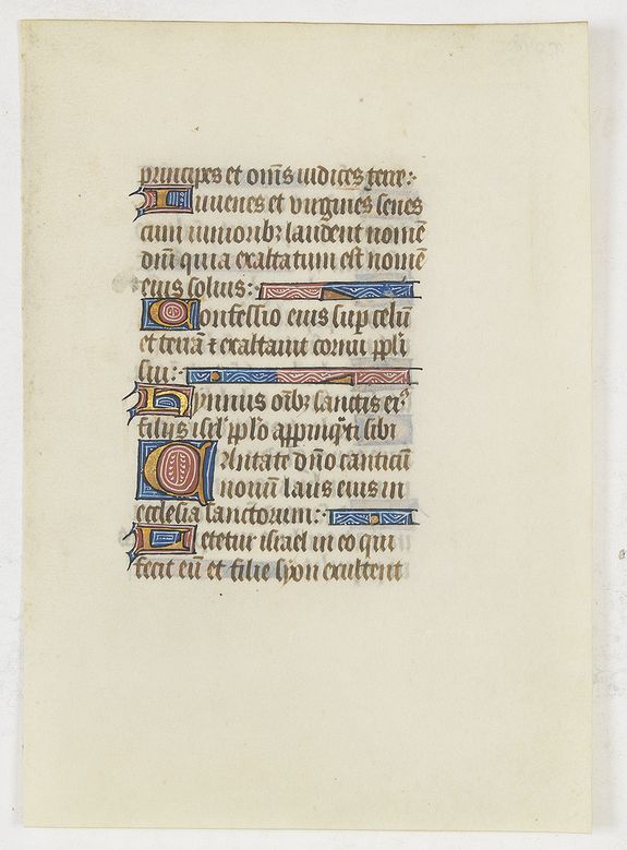 BOOK OF HOURS, Leaf from a Parisian book of hours, on vellum, written in a bold strong Gothic script., antique map, old maps