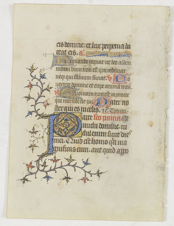 BOOK OF HOURS, A leaf from an early Parisian book of hours, on vellum., antique map, old maps