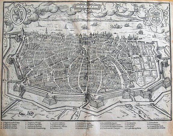 GUICCIARDINI, L., ANVERS, antique map, old maps